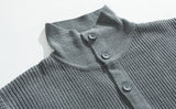 Taooba-5550 GRAY KNITTED FULL BUTTON-UP SWEATER