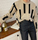 Taooba-7016 KNITTED VERTICAL STRIPED PULLOVER SWEATER