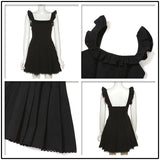 Taooba-Townlike Black Ruffles A-line Dress Women Spaghetti Strap Mini 2024 Summer Dress Nightclub Sexy Party Dresses Vestidos