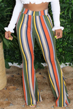 Taooba - Olive green White Blue Pink Yellow Olive green Color blue Elastic Fly High Striped Loose Pants Bottoms