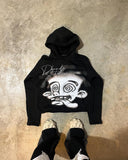 Taooba American Harajuku fashion cartoon letter print hoodie male y2k Goth punk couple Street trend casual loose oversized sweatshirt