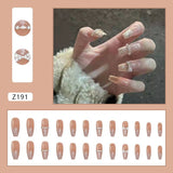 Taooba Christmas nail 24Pcs Medium Long Acrylic Fake Nails Removable French Fake Nails Wearing False Nails Set Full Cover Ballet Press On Nail Tips&7Y