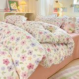 Taooba Christmas Gift Korean Girls Cherry Bedding Set, Soft Cotton Bed Sheet, Quilt Cover, Pillowcase, Bed Linens, Comforter Sets