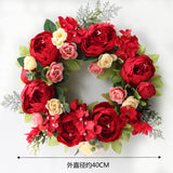 Taooba Artificial Peony Wreath Garland Rattan Home Decor Wedding Wreath Flower Home Door Decoration Wedding Centerpieces for Tables