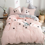 Taooba-Sweet All Cotton Washed Cotton Four-Piece Embroidered Pure Cotton Bed Sheet Duvet Cover Girl's Heart Princess Style Pink Bedding