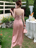 Taooba  party look inspos Elegant Solid Satin Womens Dresses Sexy Spaghetti Strap Wedding Bithday Party Dress Female One Piece High Waist Casual Vestidos