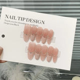 Taooba Christmas Nail  10Pcs French Handmade Almond Press On Nails Ballerina Simple with Rhinestones Wearable False Nails Decoration Fake Nail Tips Art