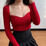 Taooba - French Lover Slim Knit Longsleeve Top ~ HANDMADE // Red