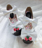 Taooba Christmas Gift outfit -New Spring And Autumn Lolita Thick Heel High Heel Doll Shoes Strawberry Bell Sweet Shoes,Cosplay Professional Shoes