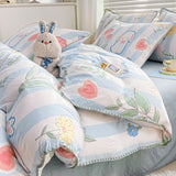 Taooba Christmas Gift Cute Cartoon Bear Bedding Set Simple Duvet Cover Cotton Bed Linens Bed Sheets Pillowcase Single Double For Kids Decor Home