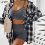 Taooba Christmas Gift outfit  Sexy Casual Camisole and Short 2 Piece Set Women Streewear Fitness Outfit Sportswear Summer Beach Cotton Tracksuit Women