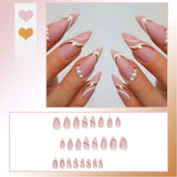 Taooba 24pcs/box Fake Nails Press on Reusable with Designs Set French Artificial Aurora Diamond False Tipsy Stick-on Nails Tips Art