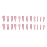 Taooba pink panther costume Long Ballet Pink Diamond Crystal Butterfly Nail Drill Wear Nail Polish Piece Fairy Girl Fake Nail Nails