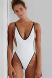 Taooba Christmas Gift outfit -Low Back High Cut Thong Plunging V One Piece Swimsuit