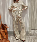 Taooba- Geometric Printed Loungewear Set