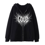 Taooba Christmas Gift outfit  Oversized Hoodie Women Streetwear Gothic Style Zipper Cardigan Long Sleeve Winter Hoodie Fashion Harajuku Tops Women Sweatshirt