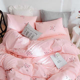 Taooba Christmas Gift Korean Style Bedding Set Boys Girls Twin Queen Size Duvet Cover Flat Sheet Pillowcase Bed Linen Kids Adult Fashion Home Textile