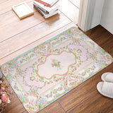 Taooba French Rococo Floral Watercolor Panel Anti-slip Doormat Floor Mat Carpet Rug for Kitchen Entrance Home Balcony Footpad Mats