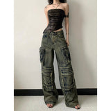 Taooba party outfit  Women's Y2k Baggy Cargo Jeans Harajuku Denim Trousers Aesthetic Punk Jean Pants Vintage Japanese 2000s Style Trashy Clothes 2024