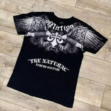 Taooba 2000s Affliction Retro American Men's T-shirt Couple round neck t-shirt motorcycle ins