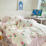 Taooba-Yickyue Shaggy Velvet Berber Fleece Winter Bedding Set Short Plush Love Duvet Cover Bed Sheet Pillowcases Keep Warm Blanket Bedspread