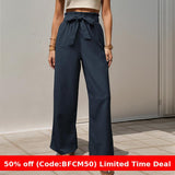 Taooba business casual outfits Casual Trousers Summer New Pants Lace-up Ruffled Elastic Trousers