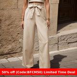 business casual outfits Casual Trousers Summer New Pants Lace-up Ruffled Elastic Trousers