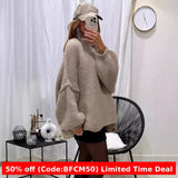 clothes Autumn and Winter New Loose Half Turtleneck Commuter Style Fake Reverse Wear Knitted Pullover Solid Color Sweater for Women