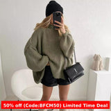 clothes Autumn and Winter New Loose Half Turtleneck Commuter Style Fake Reverse Wear Knitted Pullover Solid Color Sweater for Women