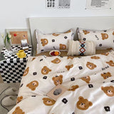 Taooba Christmas Gift Korean Style Bedding Set Boys Girls Twin Queen Size Duvet Cover Flat Sheet Pillowcase Bed Linen Kids Adult Fashion Home Textile