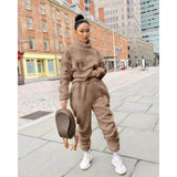 Taooba Christmas Gift outfit  Soild Fleece Vetement Femme Turtleneck 2pcs Casual Two Piece Women Sets Home Lounge Wear Pullover Sweatsuit Conjuntos De Mujer