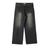 Taooba- 7002 WASHED BLACK WIDE STRAIGHT DENIM JEANS