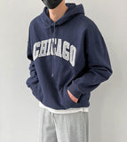 Taooba-5421 DARK BLUE CHICAGO LETTERED HOODIE