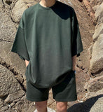 Taooba-1546 SOLID HALF SLEEVE SHIRT & SHORTS (TOP & BOTTOM)