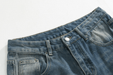 Taooba- 6510 WASHED BLUE DENIM WIDE STRAIGHT JEANS