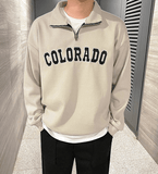 Taooba-6684 WAFFLE KNIT HALF ZIP-UP COLORADO COLLAR SWEATER