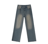 Taooba- 11183 WASHED BLUE DENIM STRAIGHT JEANS