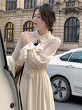 Taooba  party look inspos Sweet Preppy Style Long Dress Women Elegant French A Line Ruffles Casual Chic Office Robe Spring New Fashion Vestdios Mujer