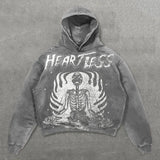 Taooba Harajuku Skull Print hoodies women graphic y2k top oversized zip up hoodie Couples American streetwear goth women clothes