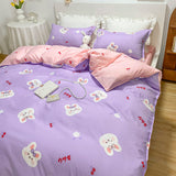 Taooba-Cute Rubbit Bedding Sets Girls Boys Bed Linen Duvet Cover Flat Sheet Pillowcase Home Use Winter King Single Full Size Set 2022