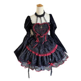 Taooba  party look inspos Dark Gothic Lolita Style Dresses Victorian Women Lace Halter Neck Bandage Corset Jsk Dress Japanese Fashion Holiday Party Dress