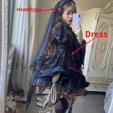 Taooba  party look inspos Dark Gothic Lolita Style Dresses Victorian Women Lace Halter Neck Bandage Corset Jsk Dress Japanese Fashion Holiday Party Dress