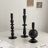 Taooba Black Candle Holder Home Decor Candlesticks Living Room Modern Decoration Glass Vase Bookshelf Decor Candle Stick Holder