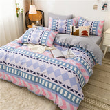 Taooba-Simple Style Modern Blue White Herringbone Geometric Pattern Bedding Set 4pcs Duvet Cover Queen Polyester Microfiber Pillowcases