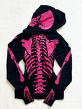 Taooba party outfit  Pink Skull Graphic Hoodie Zip-up Y2k Women High Street Punk Vintage Clothes Winter Hooded Grunge Gothic New Hoodies 2024 Hoody