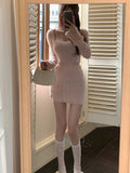 Taooba  party look inspos Autumn Sweater Knitted Suits Female Elegant 2 Piece Skirt Sets Korean Fashion Even Party Y2k Mini Dress Office Lady Short Skirts