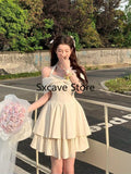 Taooba  party look inspos 2025 Summer Elegant Y2k Mini Dress Women Sweet Even Party Dress Office Lady Kawaii Clothing Bow Birthday Dress Chic Korean