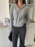 Taooba Christmas Gift outfit -Cable Half Zip-Up Sweater