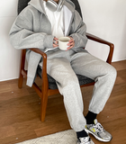 Taooba  No. 4091 GRAY ZIP-UP HOODIE & SWEATPANTS (TOP & BOTTOM)