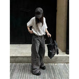 Taooba party outfit  Women Autumn Grey Baggy Jeans Vintage Cowboy Pants Harajuku Aesthetic Streetwear Denim Trousers Y2k 2000s Style Clothes 2024 New